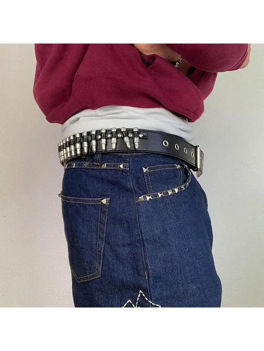 Cyber Grunge Bullet belt studded vintage y2k style. Cool grunge/punk look